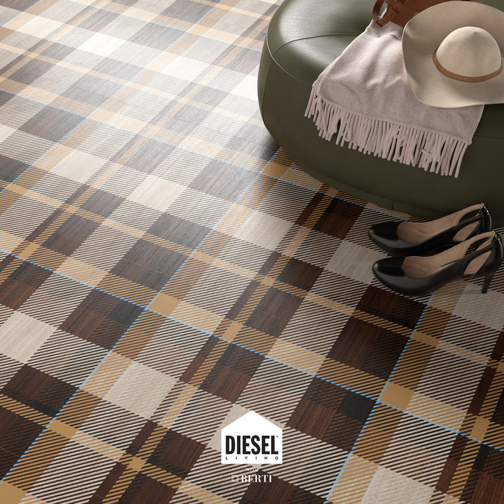 Tartan Brown flooring by Diesel Living, showcasing a stylish plaid design with modern elegance.
