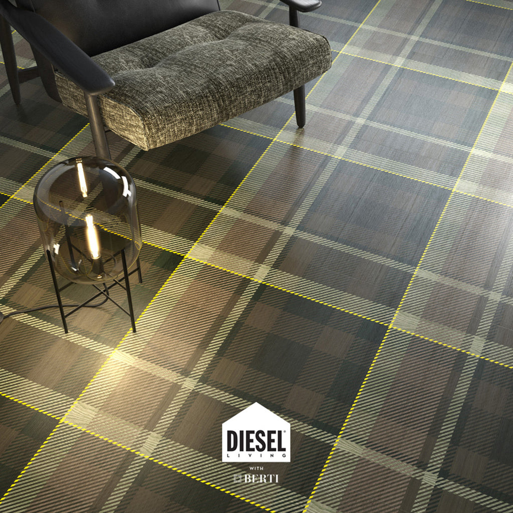 Tartan Green flooring by Diesel Living with Berti, featuring a stylish plaid design and modern decor.