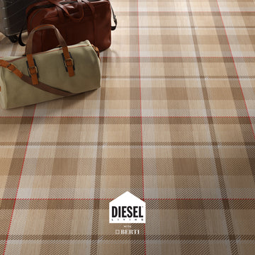 Tartan Wood Neutral flooring by Diesel Living with Berti, showcasing a stylish plaid design perfect for modern interiors.